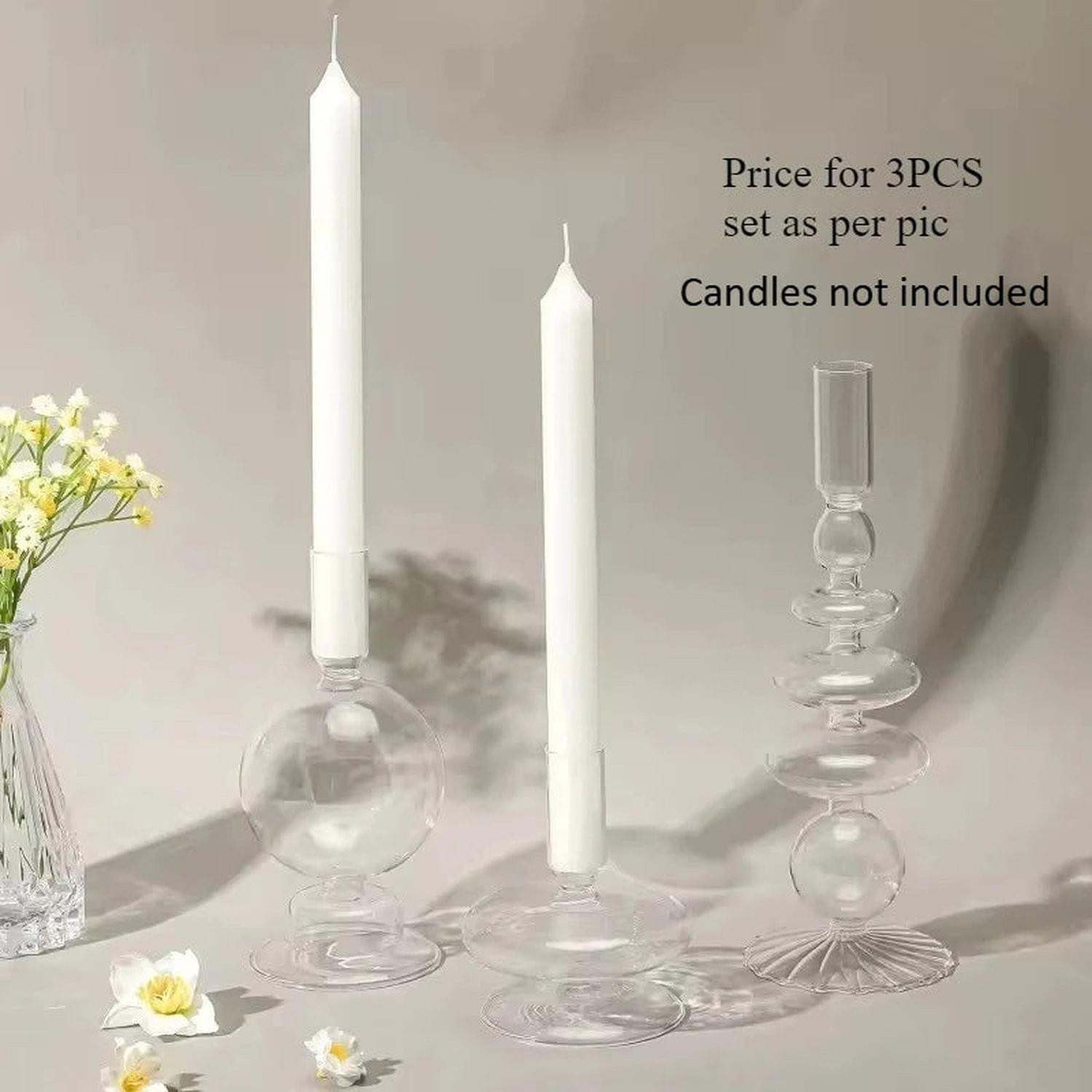 Colored Glass Candle Holder Set of 3 — Romantic Modern Home Décor