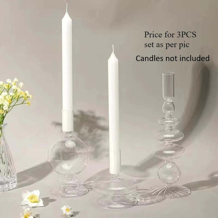 Colored Glass Candle Holder Set of 3 — Romantic Modern Home Décor