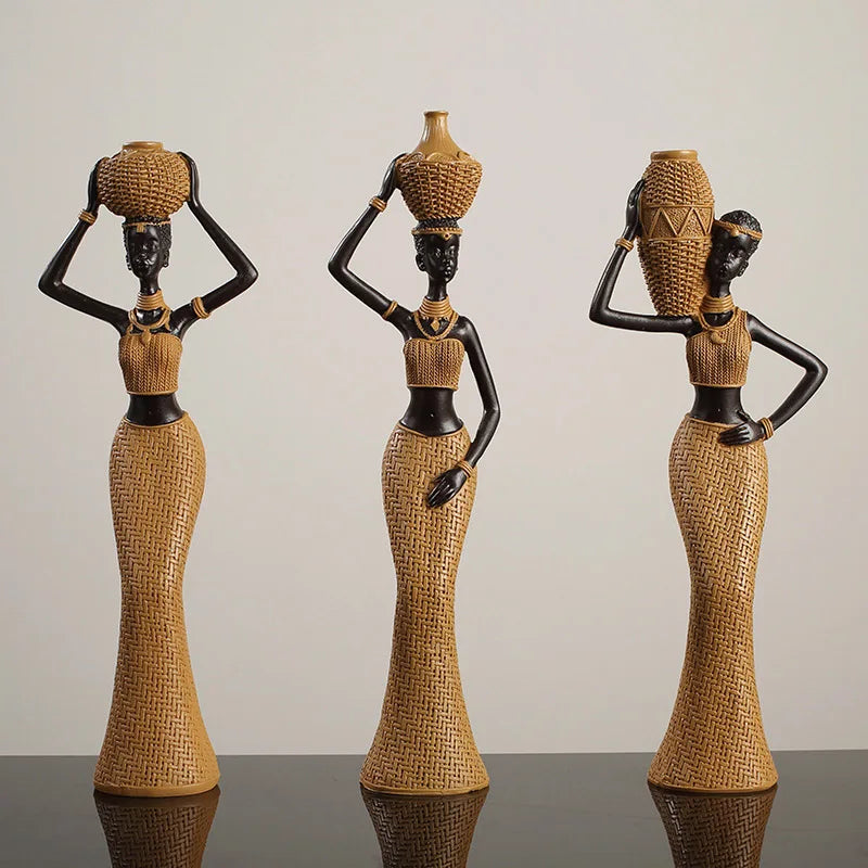 Woven in Gold — Tribal Weave Resin Sculpture in Bohemian Gold & Brown