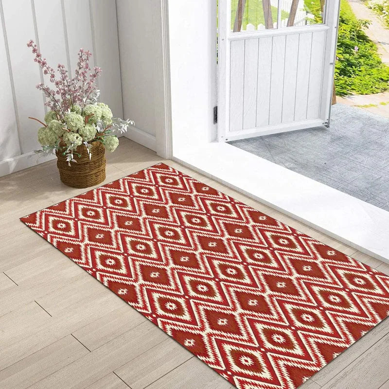 Geometric Entryway Rug — 4 Patterns, Non-Slip Flannel