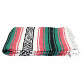 Mexican Handwoven Throw Blanket — Striped Tassel, 130×170cm