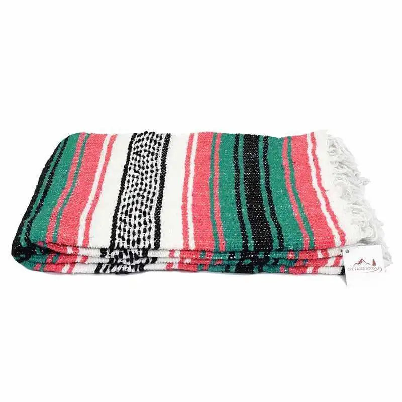 Mexican Handwoven Throw Blanket — Striped Tassel, 130×170cm