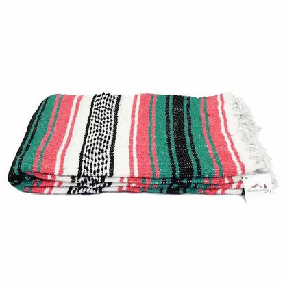 Mexican Handwoven Throw Blanket — Striped Tassel, 130×170cm