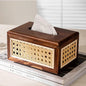 Rattan & Wood Tissue Box