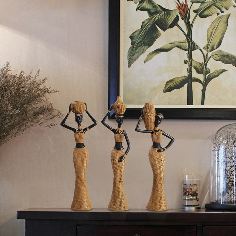 Woven in Gold — Tribal Weave Resin Sculpture in Bohemian Gold & Brown
