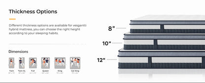 Vesgantti 12 Inch Innerspring Multilayer Hybrid Mattress with Memory Foam and Pocket Spring Mattress Medium Firm Feel