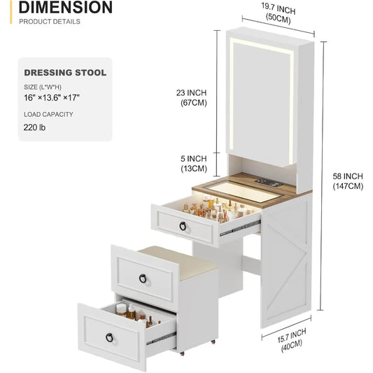 Your Ritual Deserves Better Light — Illuminated Makeup Vanity Desk with Glass Surface & Charging Port