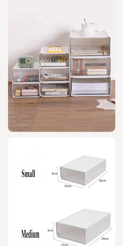 2/3pcs Office Table Clear Storage Boxes Drawer Type Office Workstation A4 File Organizer Storage Box Study Stack Storage Cabinet