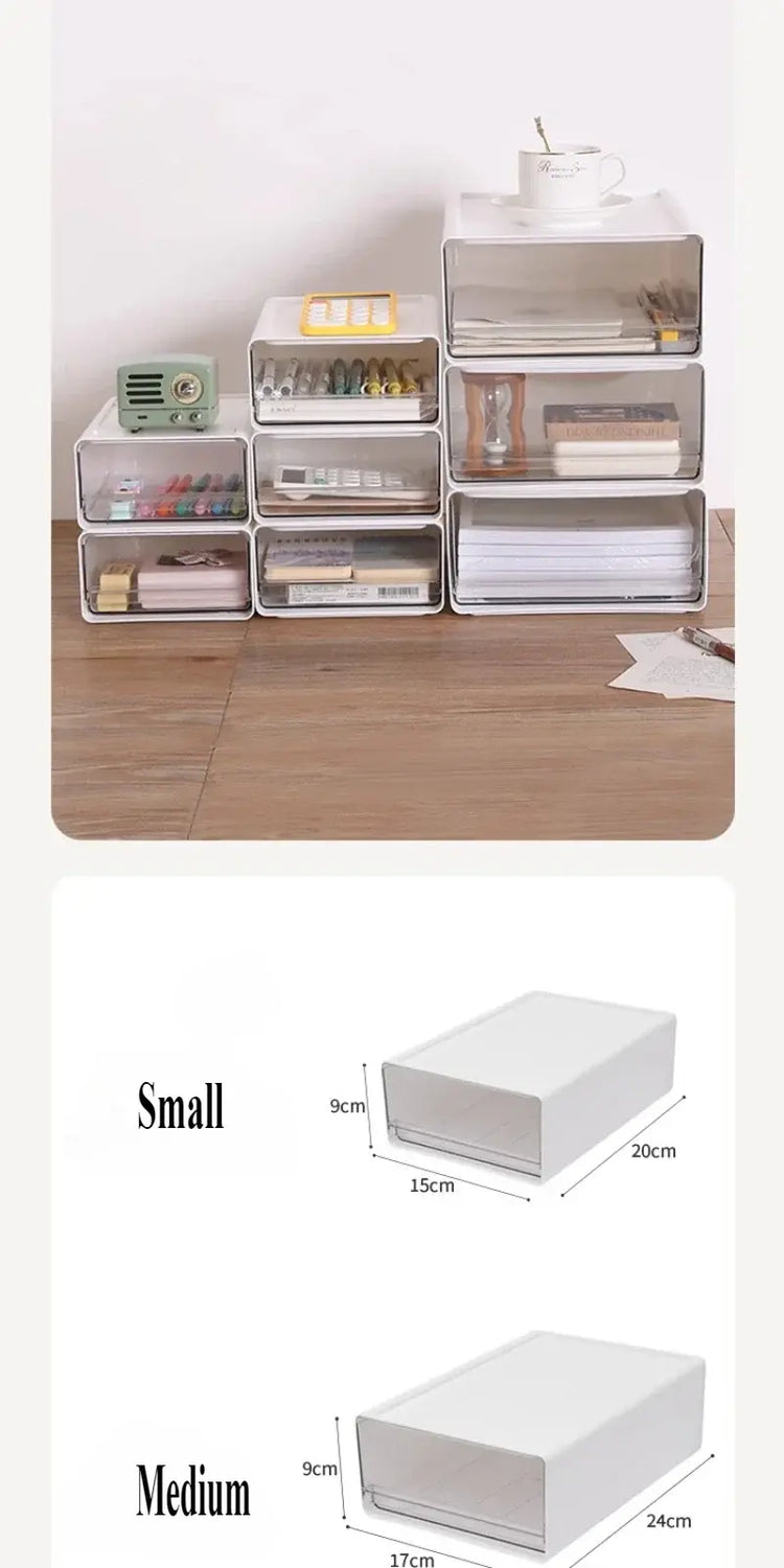 2/3pcs Office Table Clear Storage Boxes Drawer Type Office Workstation A4 File Organizer Storage Box Study Stack Storage Cabinet