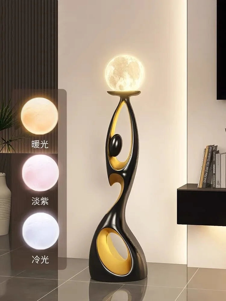 Movement Frozen in Time — Resin Floor Sculpture with Ambient Light