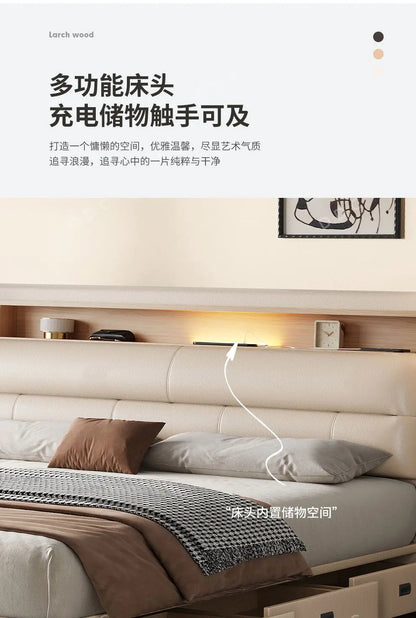 Luxury Multifunctional Bed Frame with Storage Headboard