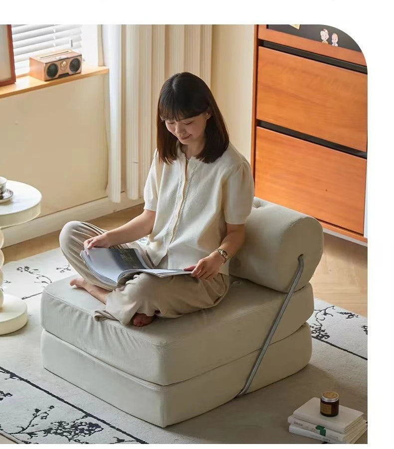 Foldable Nordic Sofa Bed — 1-Person Lazy Sofa for Bedroom & Living Room