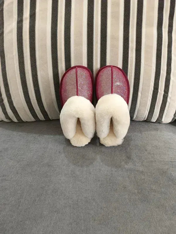 Natural shearing fur slippers Australian sheepskin and fur integrated slippers for men and women&