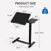 JHK Overbed Bedside Flip Lap Desk with Wheels and Tilt Top Adjustable Height Home Use Bed Table Mobile Standing Desk For Bedroom Jonine&