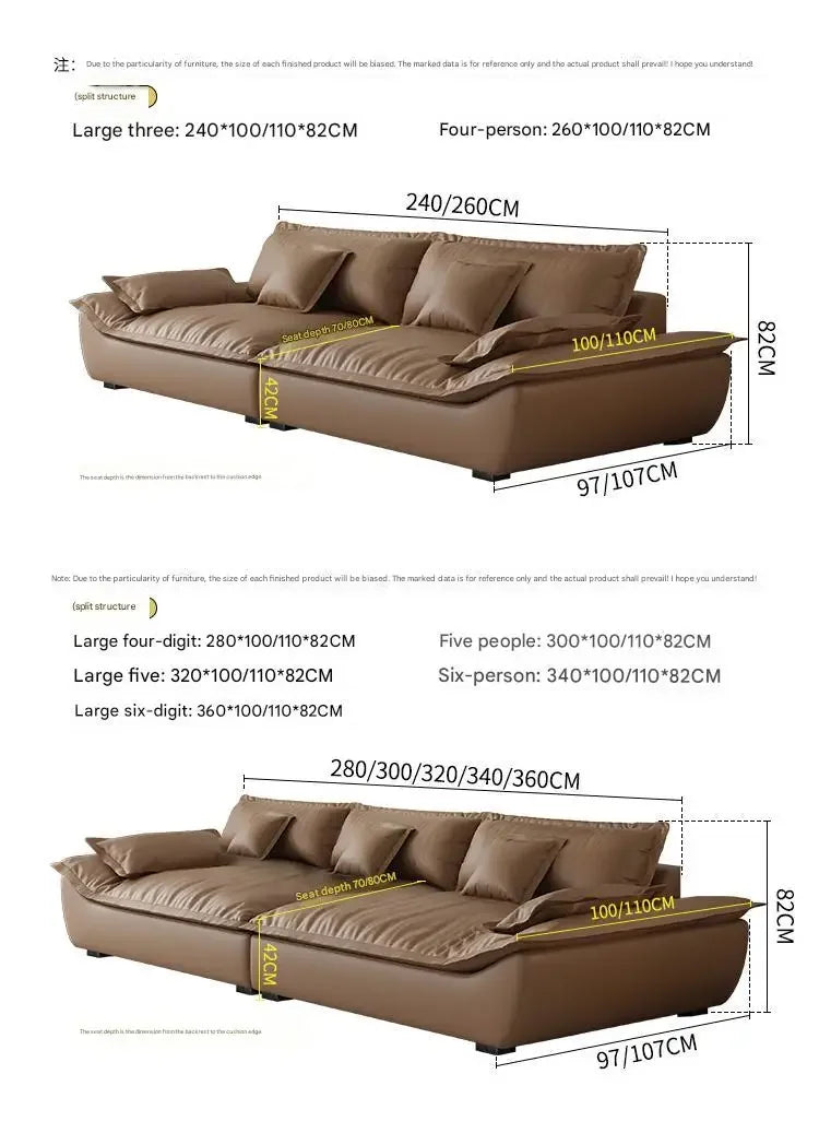 Luxury Genuine Leather Sofa — Designer Modular Living Room Seating