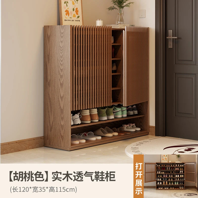 Vintage Luxury Wood Shoe Rack — Space-Saving Entryway Storage