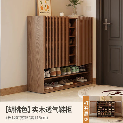Vintage Luxury Wood Shoe Rack — Space-Saving Entryway Storage
