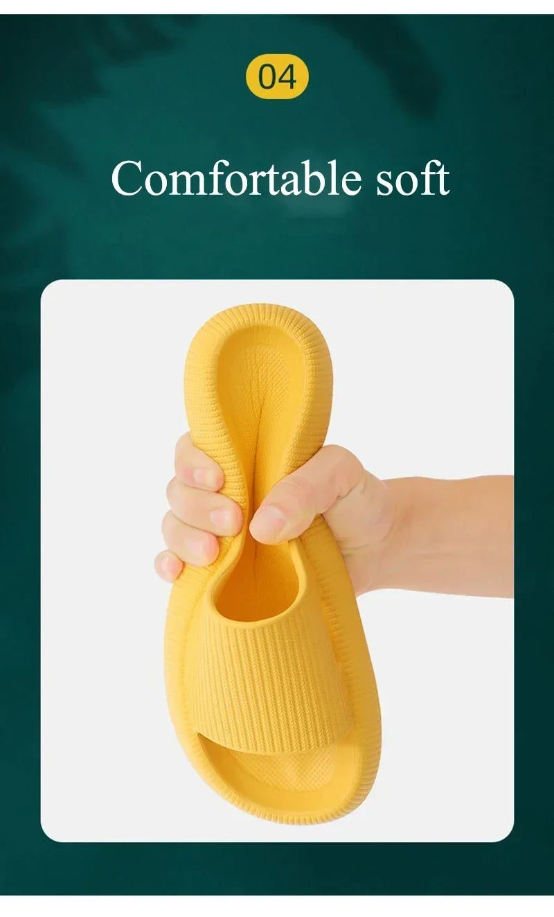 EVA Thick Sole 4cm Beach Slippers Cloud-Like Comfort Home Use Couple Height Increasing Indoor Solid Color Summer Sandals
