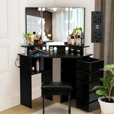 Vanity with Lights - Makeup Vanity Desk with Power Outlet, 3 Color Lighting Options Brightness Adjustable, Vanity, Customized Jonine&