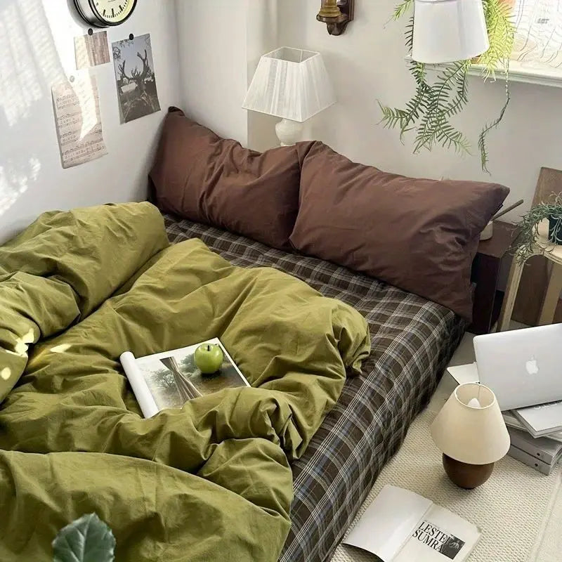 Classic Duvet Cover Set with Pillowcases Flat Sheet Nordic Style No Comforter 2025 New Bedding Kit Double Twin Size Bed Linens Jonine&