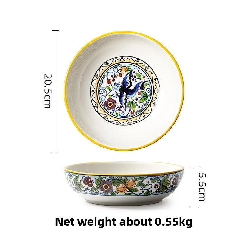 Hand-Painted Ceramic Steak Plate — Irregular Western Dinnerware