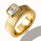 Stainless Steel Ring for Women Inlaid Zircon Rings Waterproof Romantic Fashion Jewelry