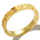 Crystal Zircon Stacking Ring — 18K Gold or Silver Plated, Stainless Steel