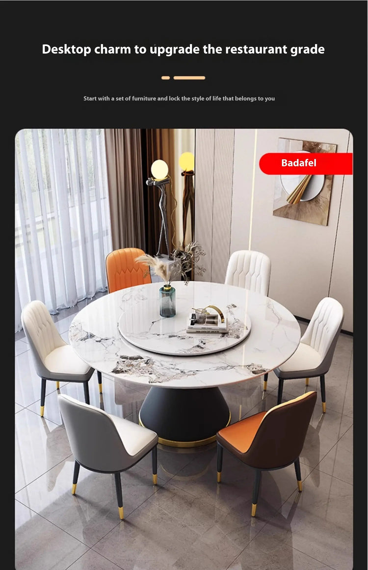 Round Sliding Table Luxury Table Stainless Steel Kitchen Islands Transparent Mesa Comedor Garden Furniture Sliding Dining Wash Jonine&