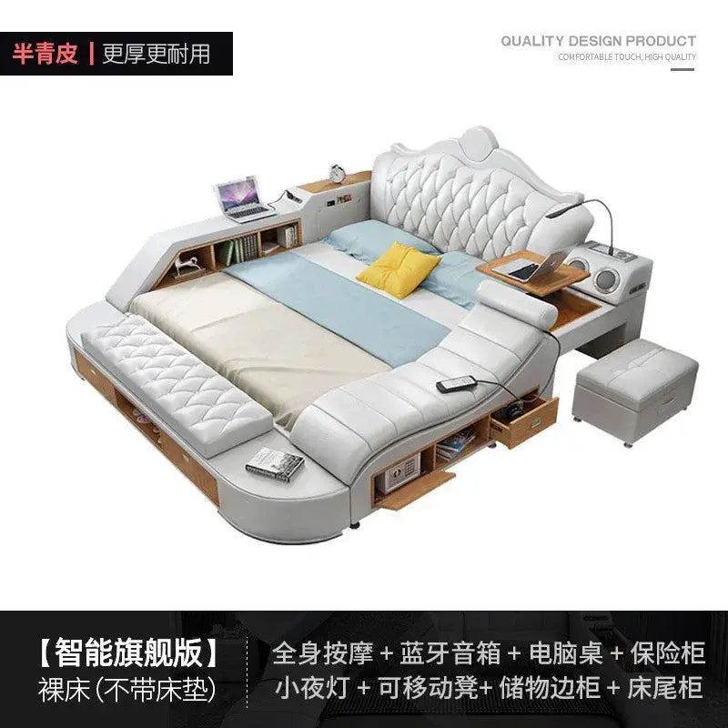 Headboard Storage Double Bed Queen Drawers King Size Smart Bed Luxury Princess Modern Letto Matrimoniale Bedroom Furniture Jonine&