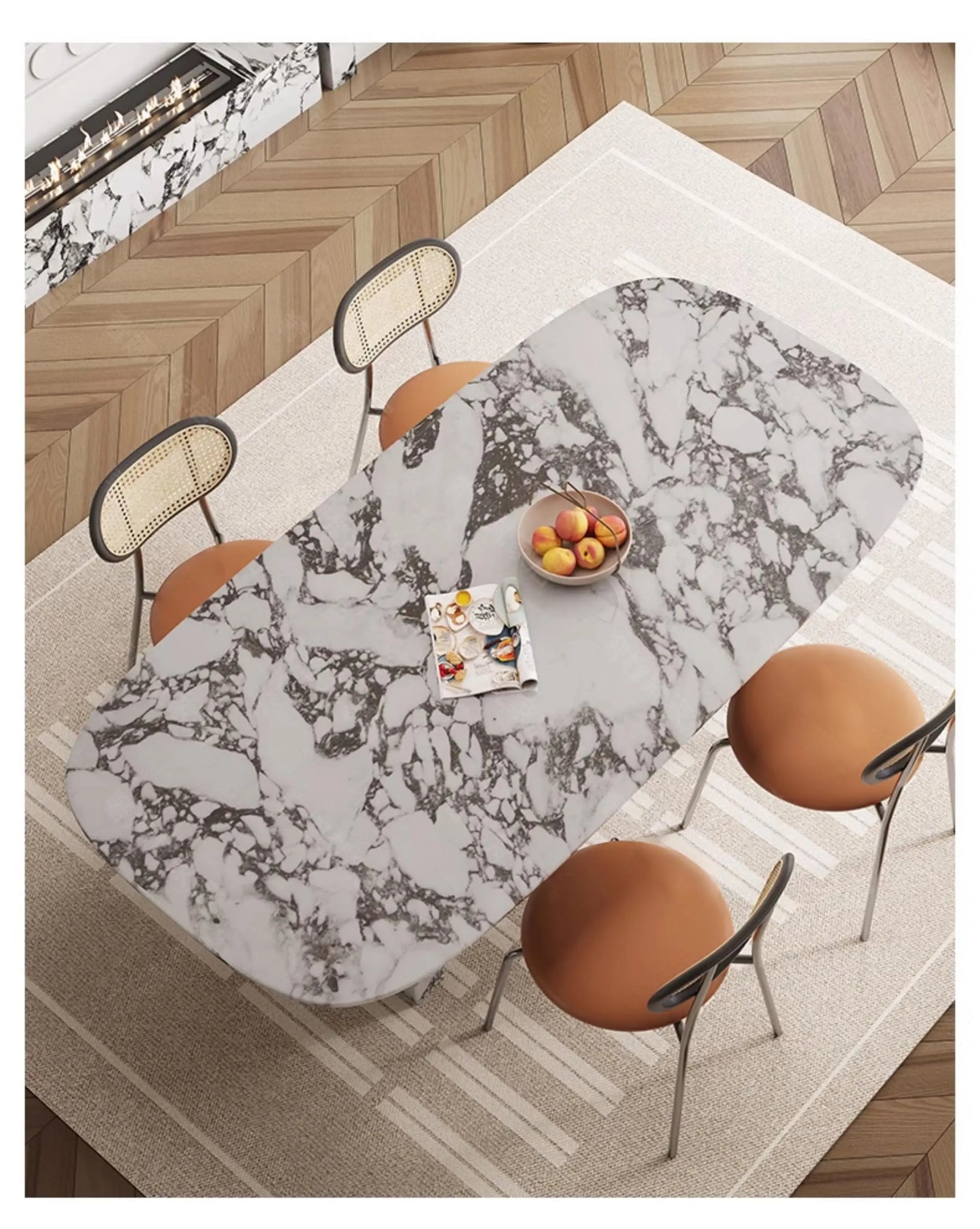 Custom Luxury French Marble Dining Table — Natural Stone