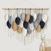 Boho Home Decoration, Macrame Tapestry Macrame Leaf Feather Wall Hanging Decor for Living Room Bedroom, Boho Wall Art Home Decor Jonine’s Corner