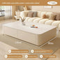Nordic Clear Designer Coffee Table — Minimalist Living Room Décor featuring a pure white crystal tabletop and cream white cabinet with rounded edges, large drawer storage, and a soft leather touch.