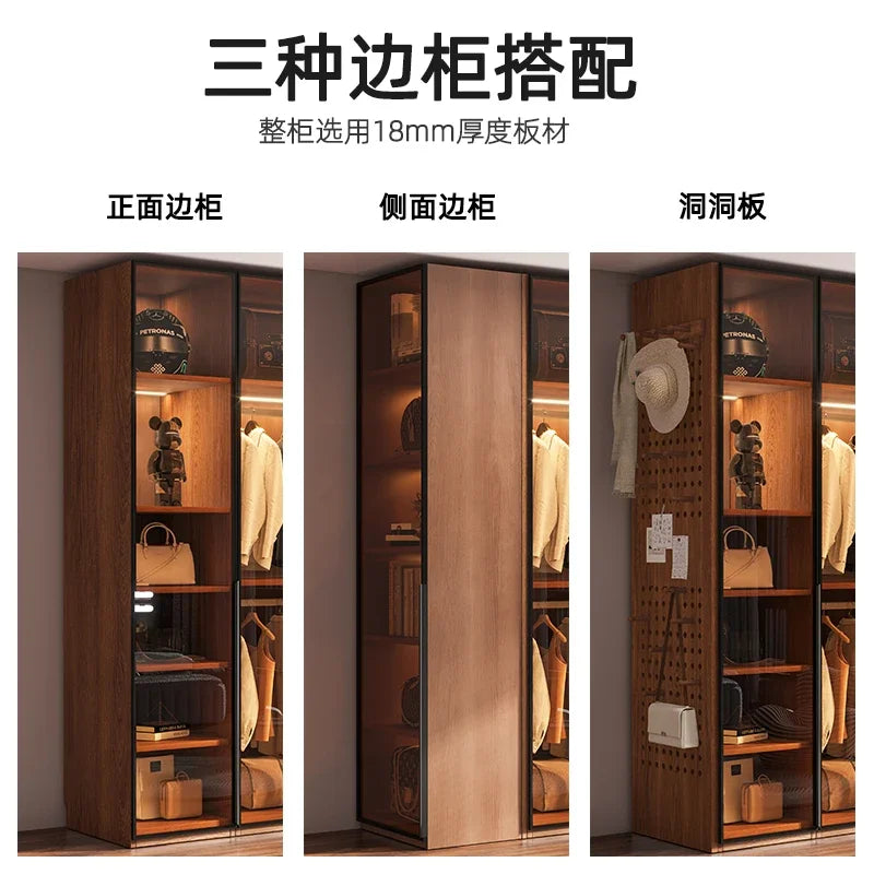 Modern Glass Wardrobe — L-Shaped Corner Closet with Luxury Storage