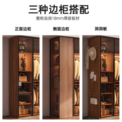 Modern Glass Wardrobe — L-Shaped Corner Closet with Luxury Storage