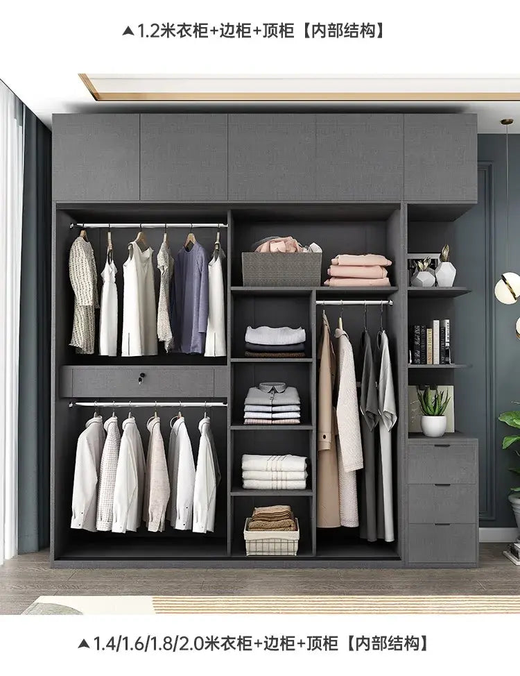 Bedroom Glass Sliding Door Wardrobe Clothes Storage Cabinet Closet Double Wardrobe Cabinets Wardrobes Furniture Modern Simple Jonine&