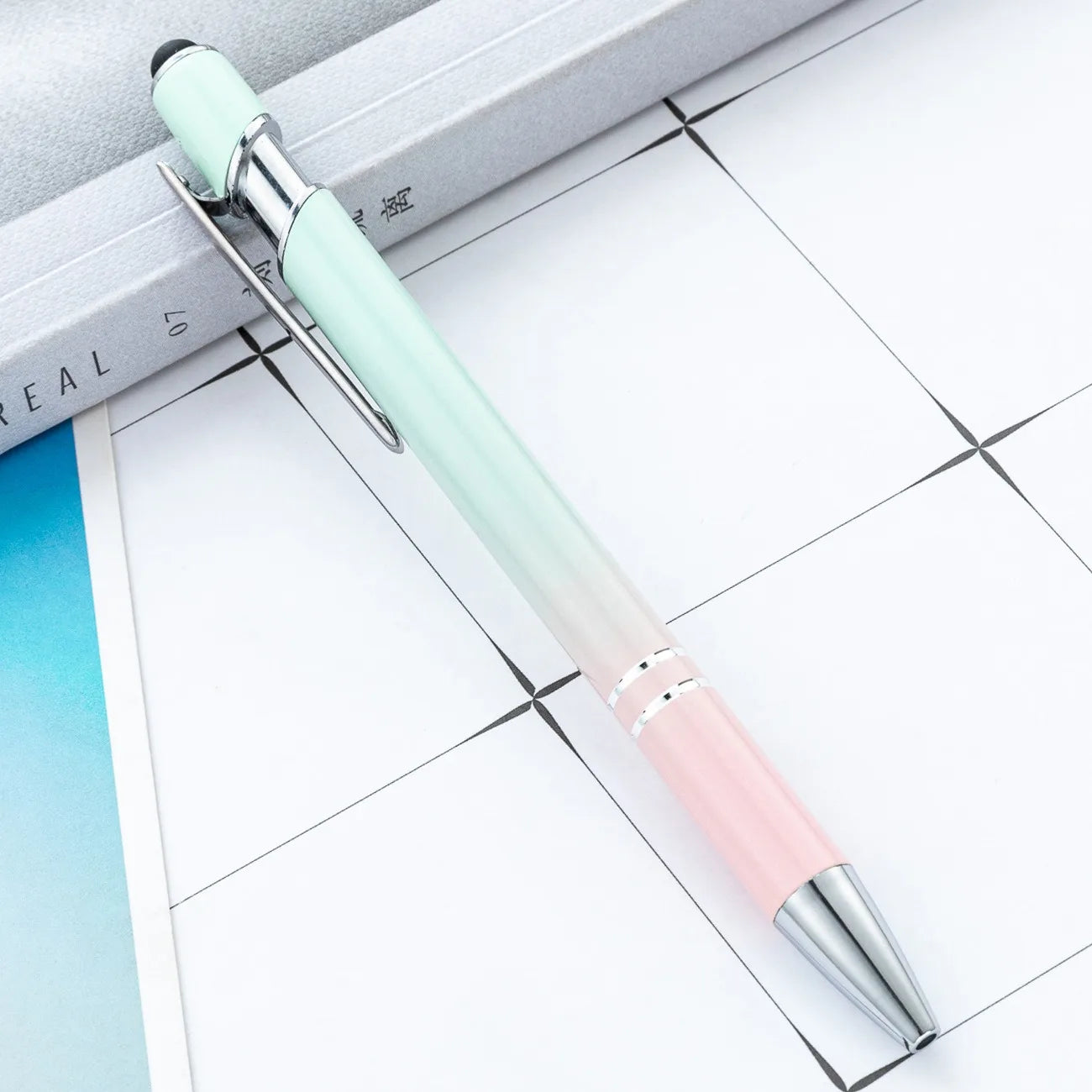 20-200Pcs Gradient Metal Ballpoint Pens with Stylus Tip Free Custom Logo Ballpens for Corporate Gifts & Wedding Favors