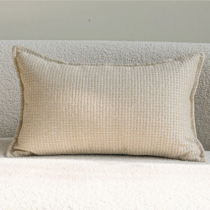 French Cream Jacquard Lumbar Pillow Cover — Embroidered Cushion Cover 12×20in