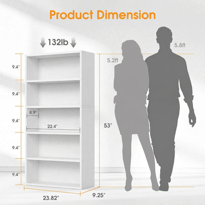 Tall, Dark & Organised — MCQ 5-Tier 53" Black Bookcase with Adjustable Shelves