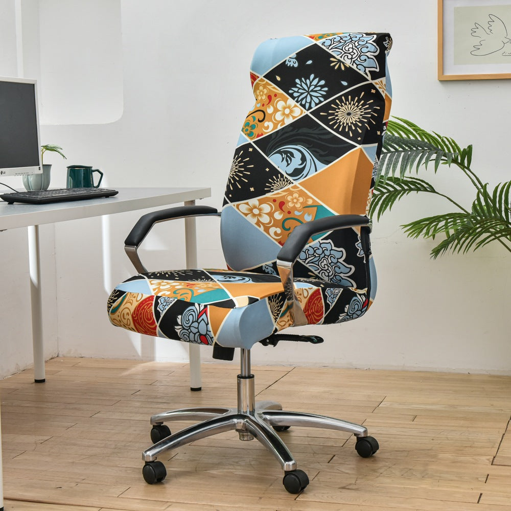 Fresh Look, Same Chair — Elastic Rotating Office Chair Cover with Back Protection
