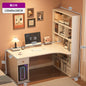 L-Shaped Corner Desk with Bookshelf — Dual Monitor & Home Office