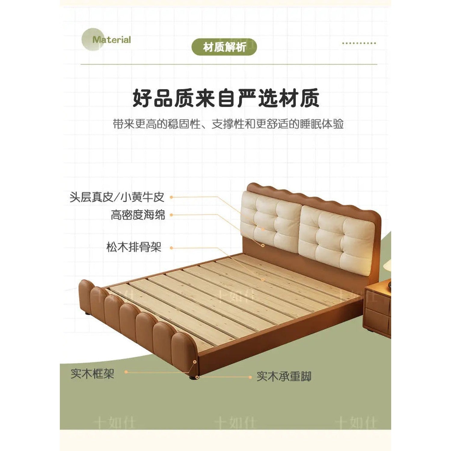 Elegant Upholstered Platform Bed — Leather Surface, Storage &amp; Padded Headboard