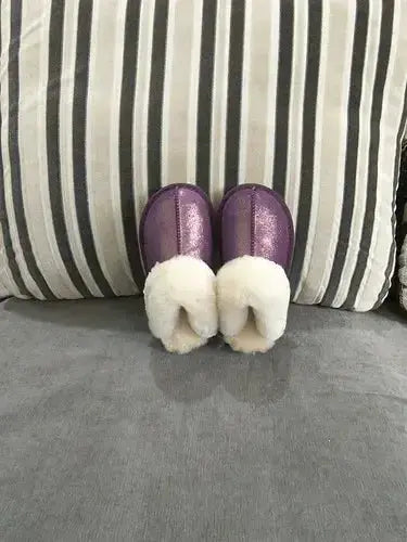 Natural shearing fur slippers Australian sheepskin and fur integrated slippers for men and women&