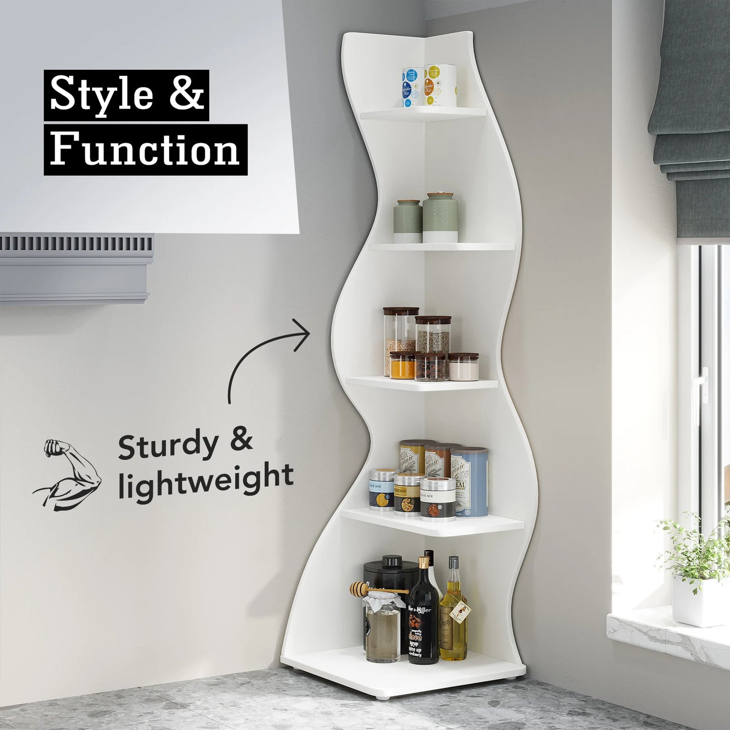 The Corner That Finally Does Something — Tribesigns 5-Tier Wall Corner Bookshelf & Plant Stand