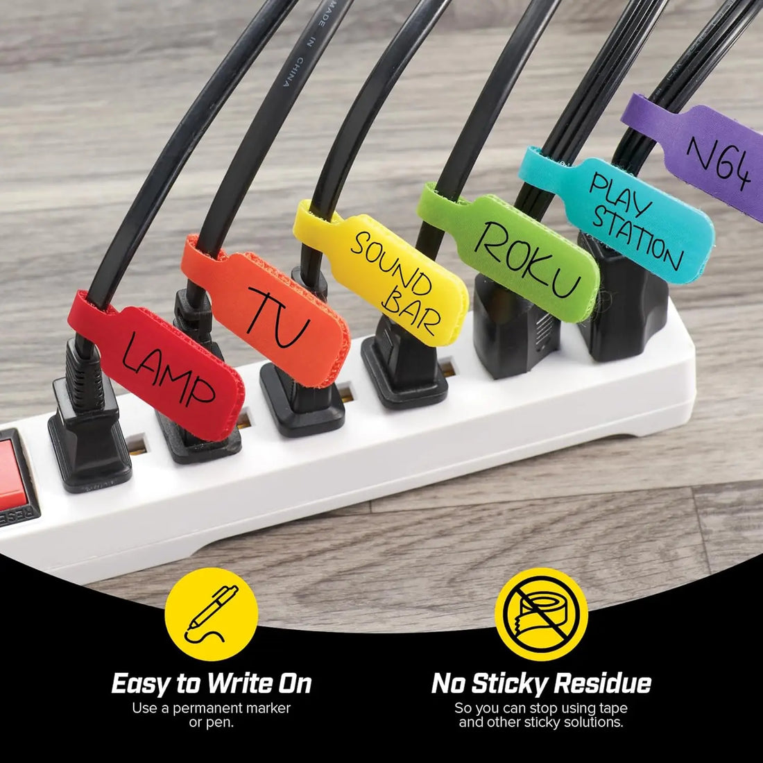 Tame the Tangle — Reusable Color-Coded Cable Organizer Straps (10/30/50pcs)