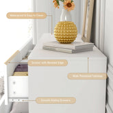 7 Drawer Dresser for Bedroom, 55 Inch Modern Dresser with High Gloss Drawers, Large Wood Chest of Drawer, White/Black Jonine&