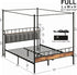 LIKIMIO Canopy Bed Frame Queen, Storage Headboard with Charging Station, Platform Bed with 4 Removable Sturdy Posts, Noise Free Jonine&