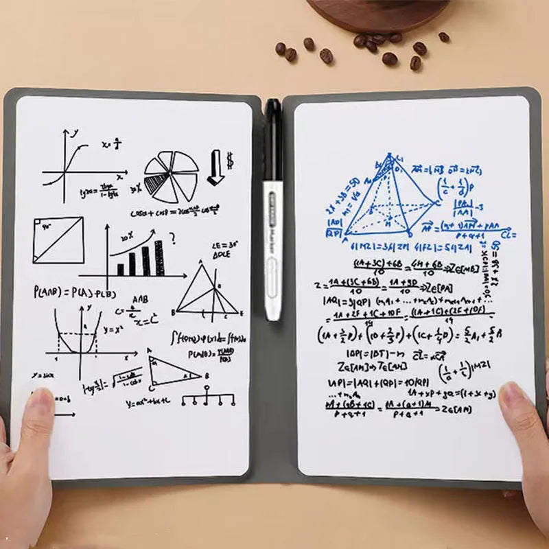 Write It, Wipe It, Repeat — Reusable Whiteboard Set with Blue Pen &amp; Eraser
