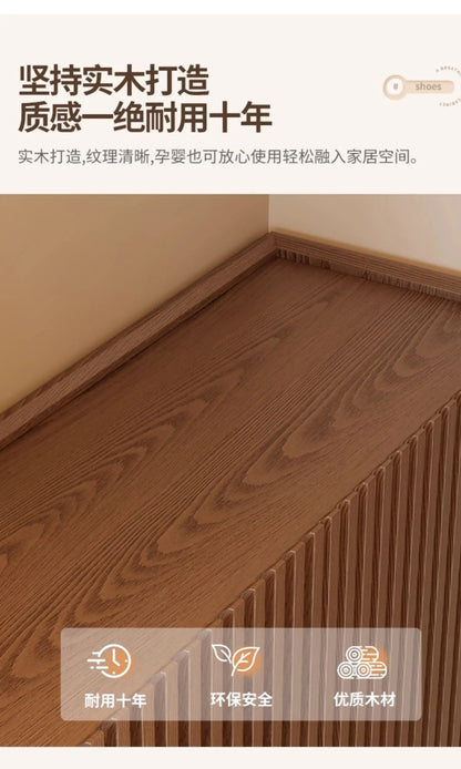 Vintage Luxury Wood Shoe Rack — Space-Saving Entryway Storage
