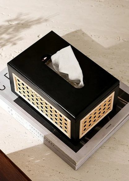Rattan & Wood Tissue Box