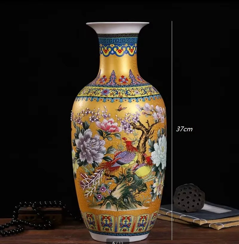 Jingdezhen Ceramic Floor Vase — Large Statement Piece for Living Room & Entryway